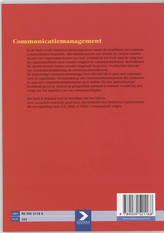 Achterkant van Communicatiemanagement