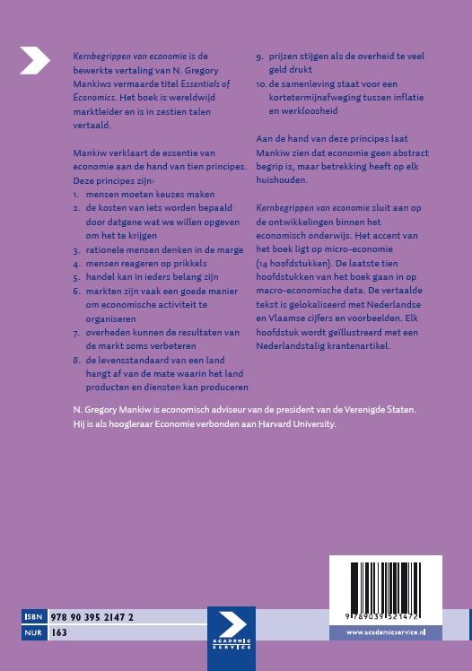 Achterkant van Kernbegrippen van economie