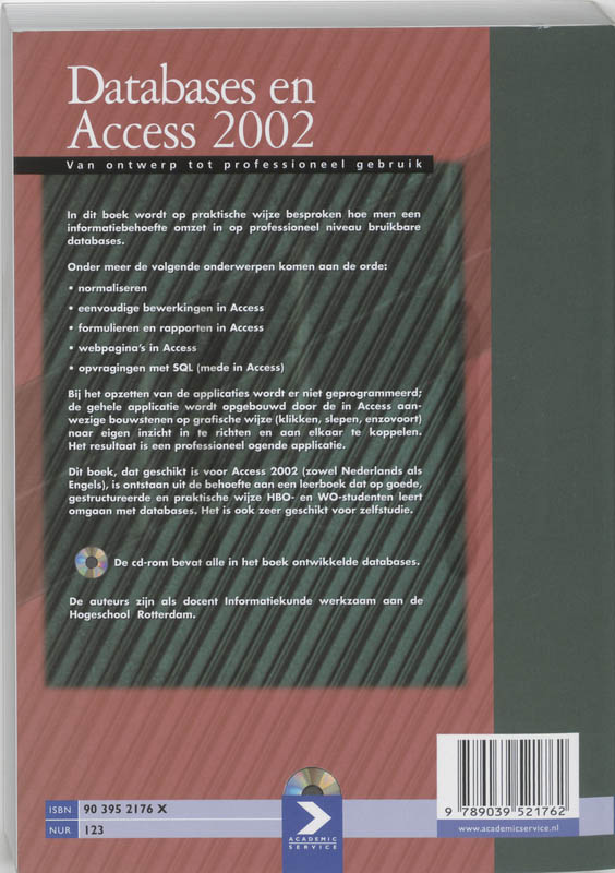 Achterkant van Databases en Access 2002