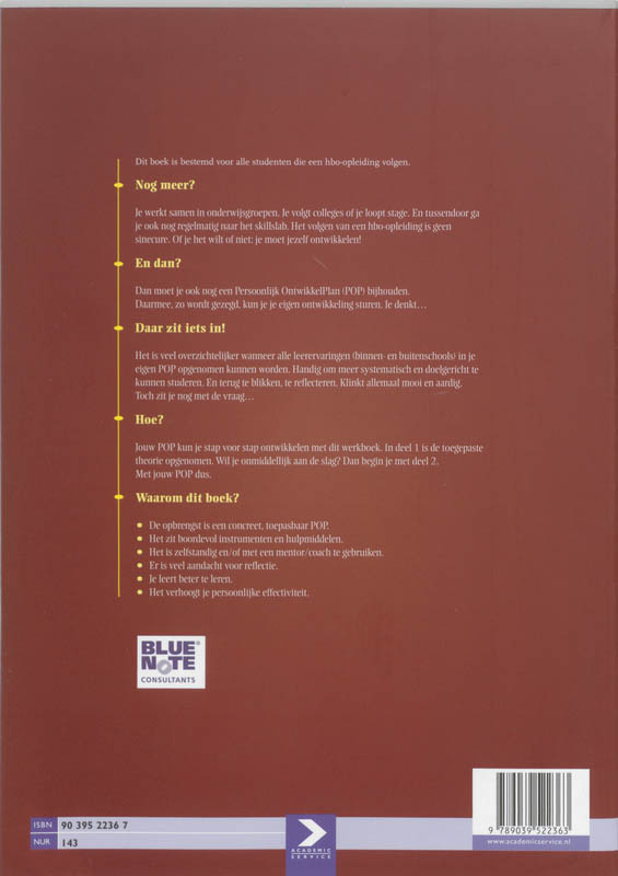 Achterkant van Werkboek POP