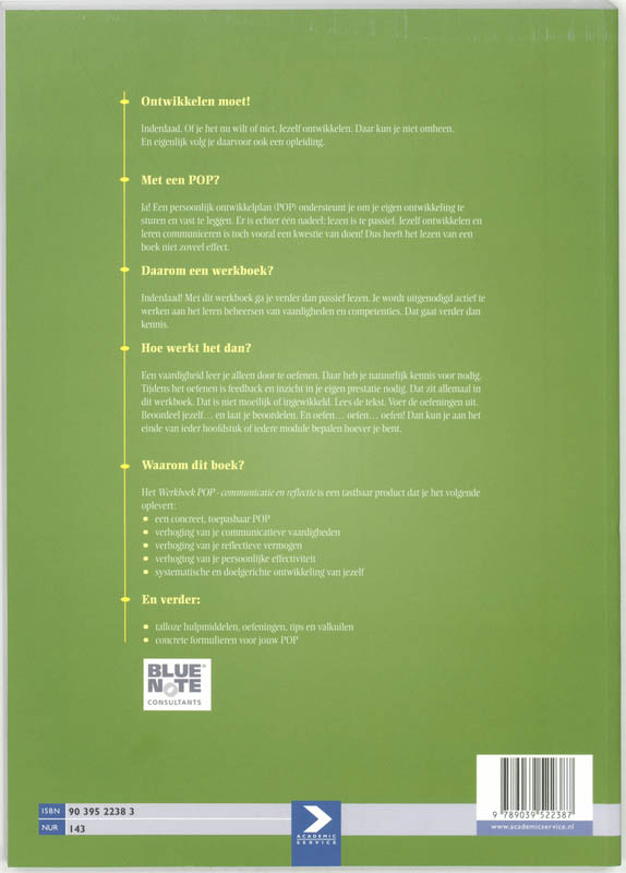 Achterkant van Werkboek POP
