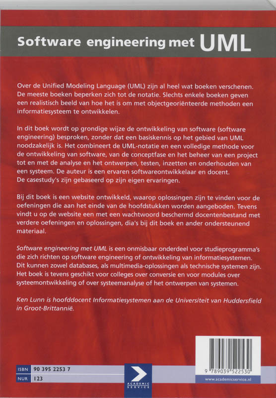 Achterkant van Software engineering met UML