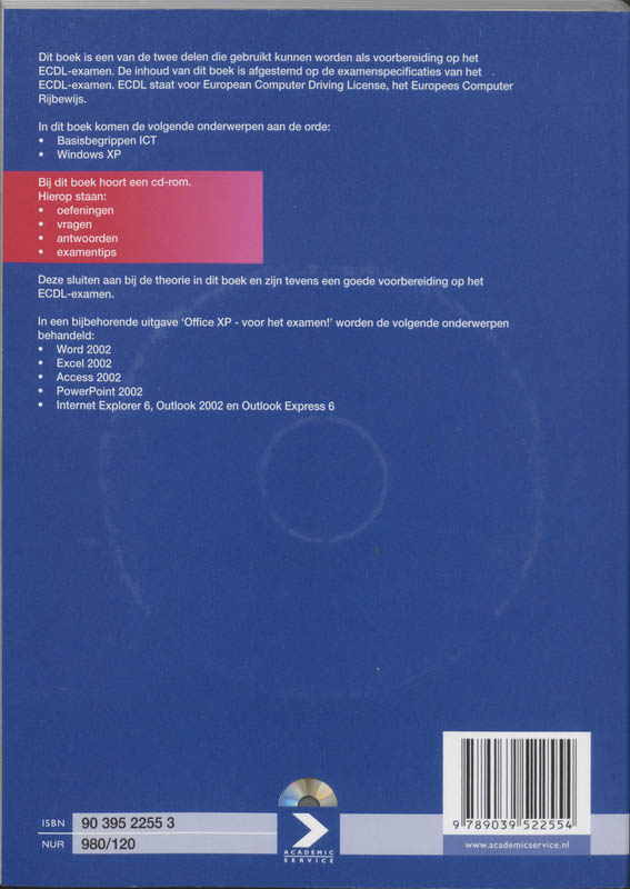 Achterkant van Windows XP en basisbegrippen ICT - voor het examen!