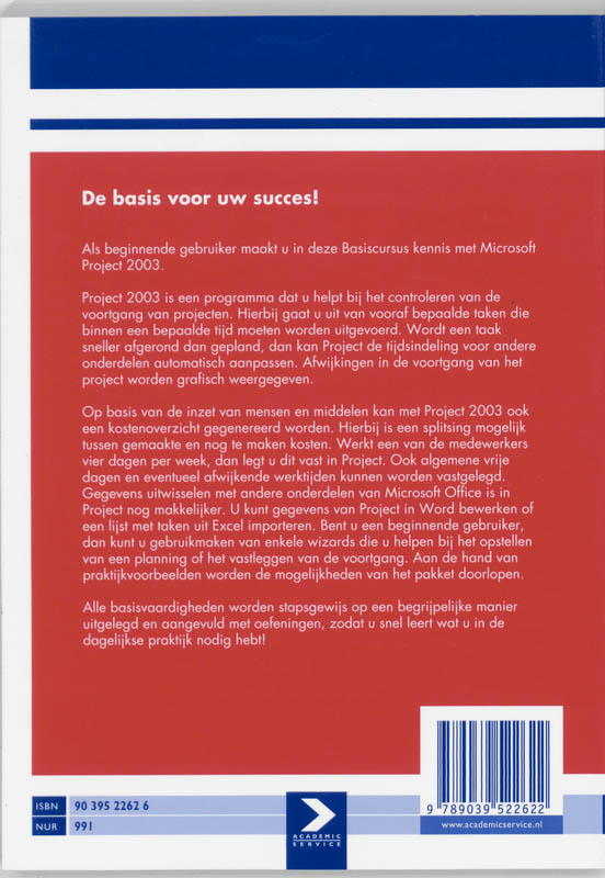 Achterkant van Basiscursus Project 2003