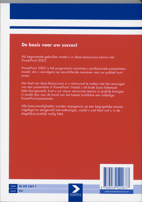 Achterkant van Basiscursus PowerPoint 2003