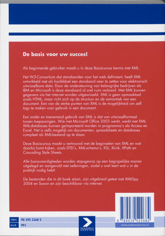 Achterkant van Basiscursus XML