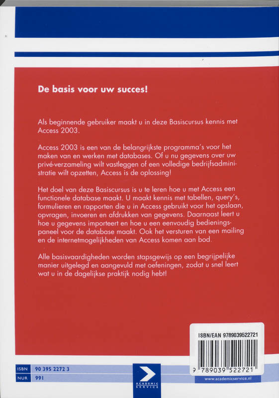 Achterkant van Basiscursus Access 2003