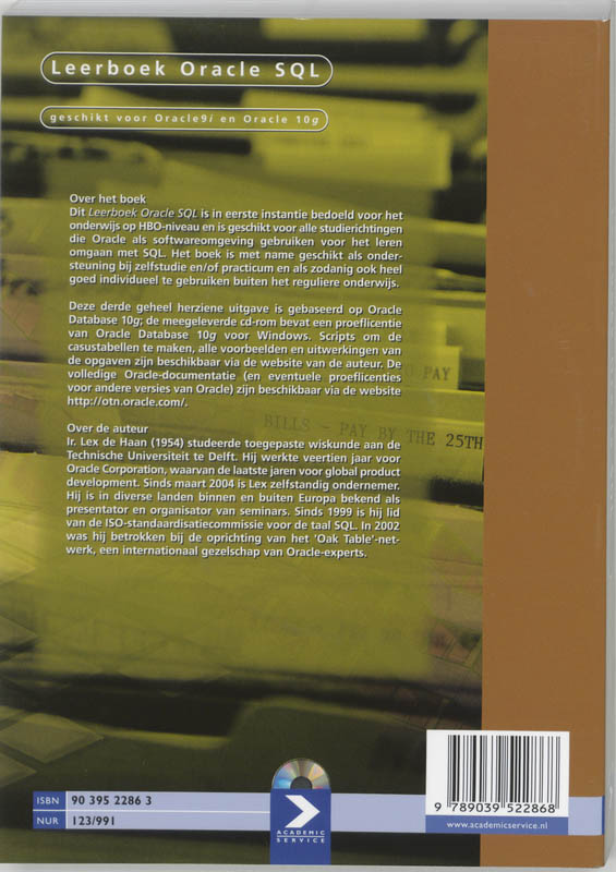 Achterkant van Leerboek Oracle SQL-Oracle 9i en 10g