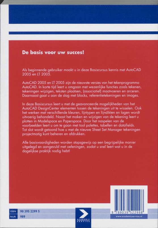 Achterkant van Basiscursus AutoCAD 2005 en LT 2005