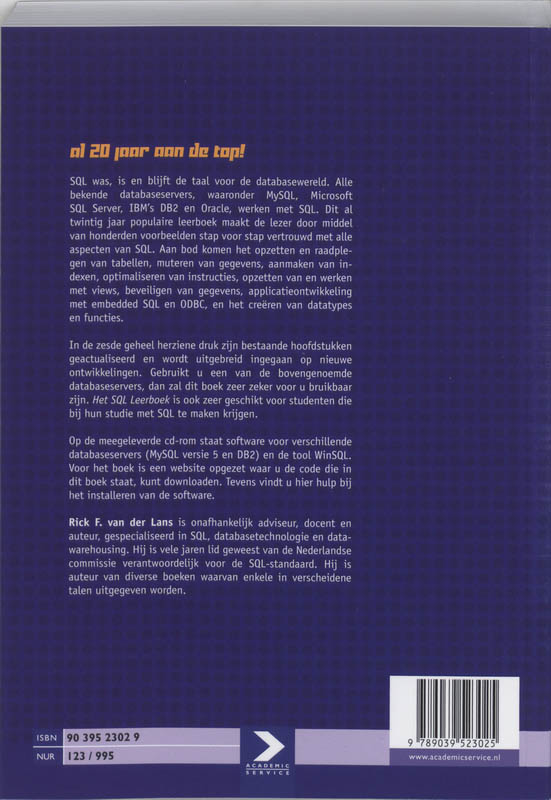 Achterkant van Het SQL leerboek