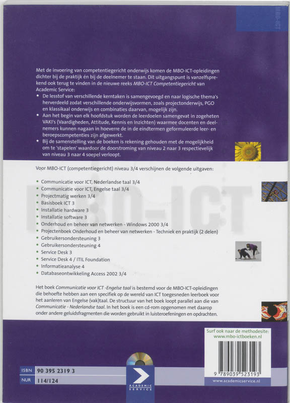 Achterkant van Niveau 3/4 Engelse taal