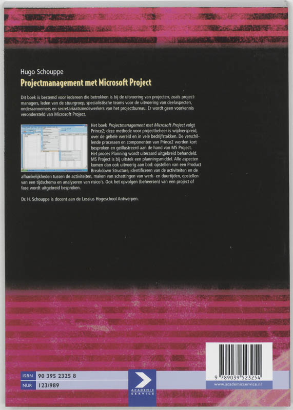 Achterkant van Projectmanagement met MS Project