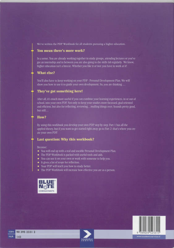Achterkant van PDP Workbook