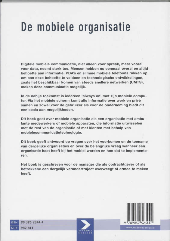 Achterkant van Organisatie van mobiele systemen