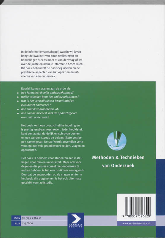 Achterkant van Methoden & Technieken van Onderzoek
