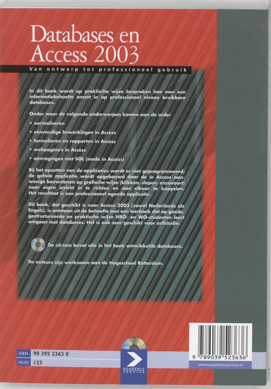 Achterkant van Databases en Access 2003