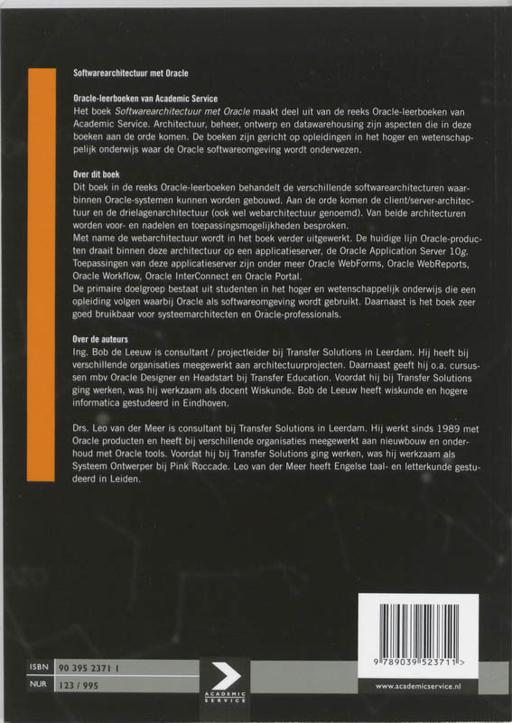 Achterkant van Softwarearchitectuur met Oracle
