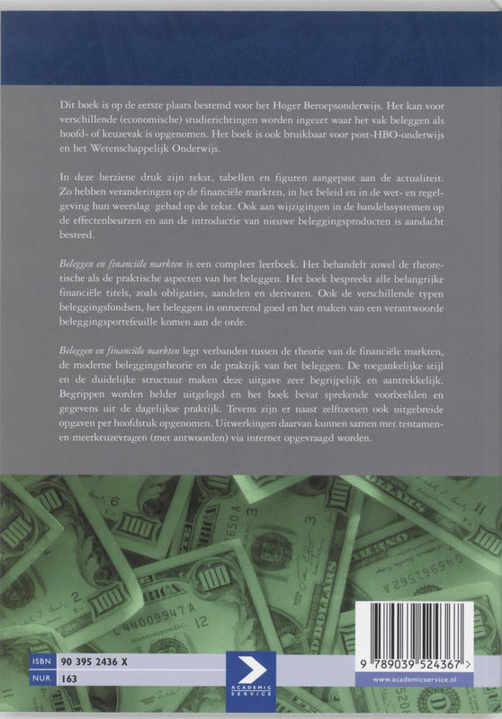Achterkant van Beleggen en financiele markten