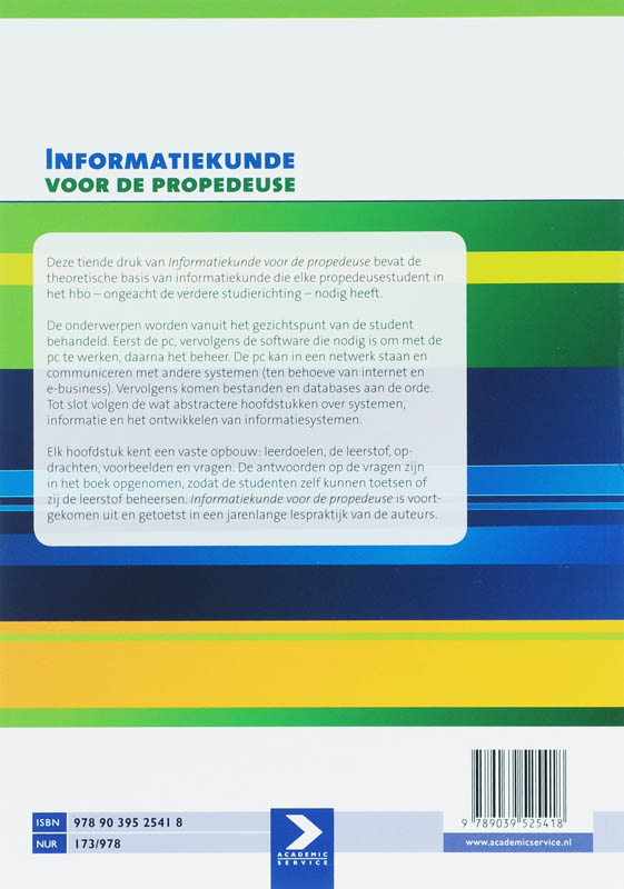 Achterkant van Informatiekunde voor de propedeuse
