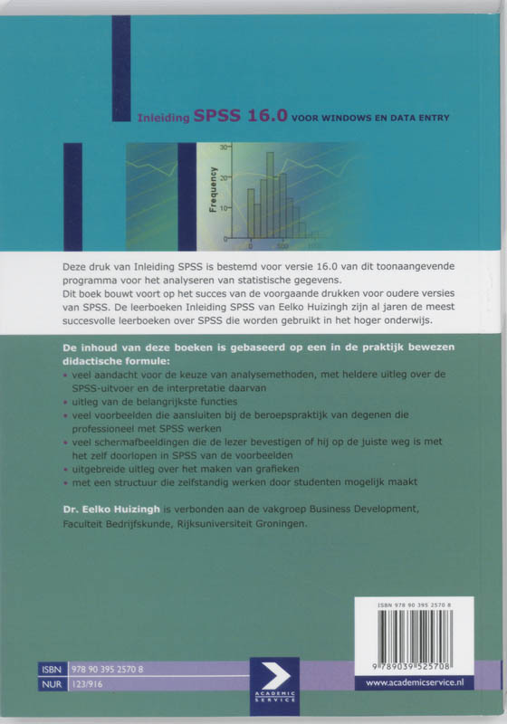 Achterkant van Inleiding SPSS 16.0 voor Windows