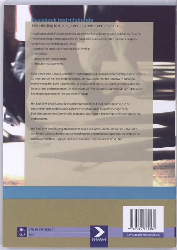 Achterkant van Basisboek bedrijfskunde