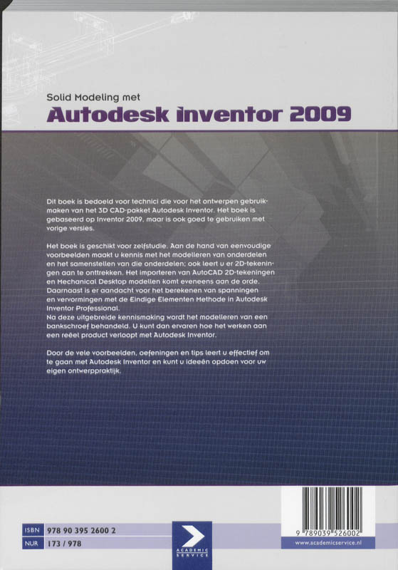 Achterkant van Solid modeling met Autodesk Inventor 2009