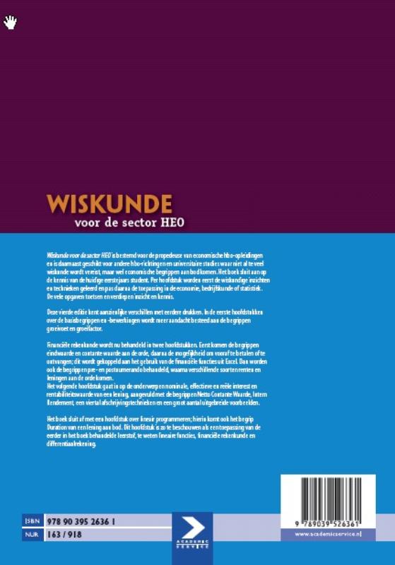Achterkant van Wiskunde voor de sector HEO