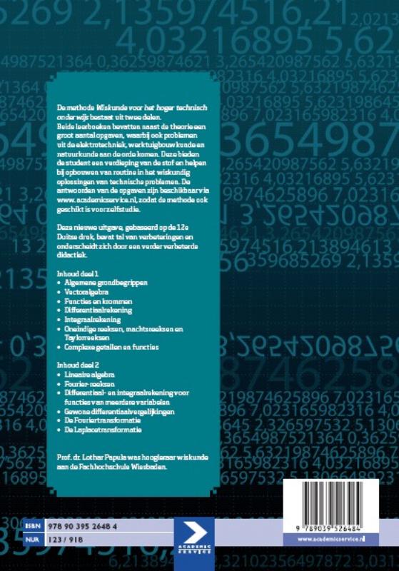 Achterkant van Wiskunde voor het hoger technisch onderwijs deel 2 - 2e druk