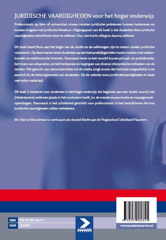 Achterkant van Juridische vaardigheden voor het hoger onderwijs