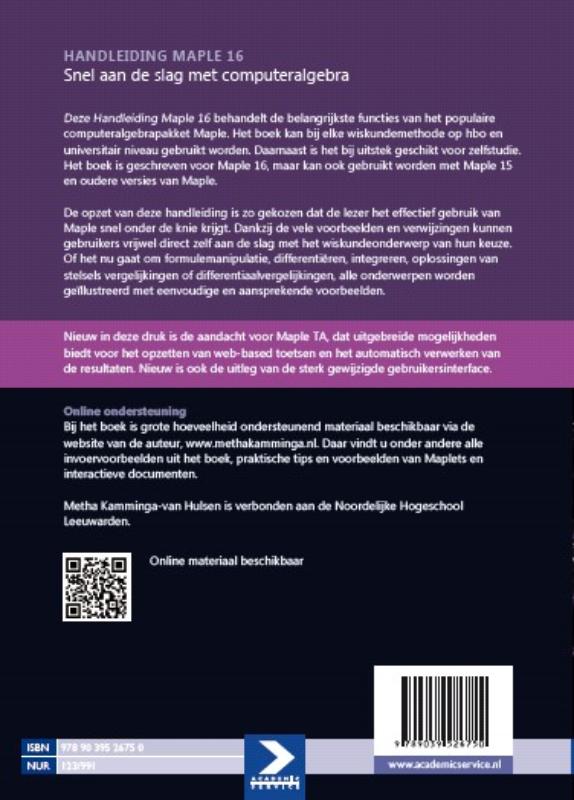 Achterkant van Handleiding Maple 16