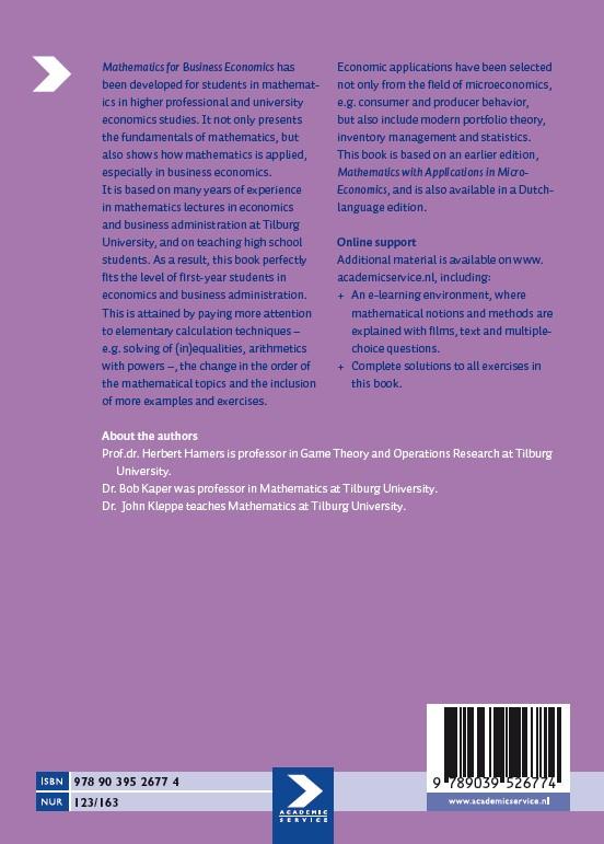 Achterkant van Mathematics for Business Economics