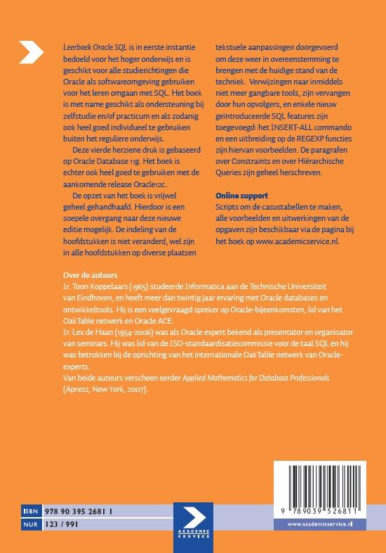 Achterkant van Leerboek oracle SQL