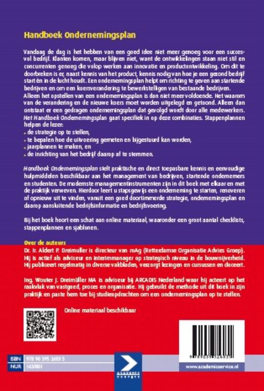 Achterkant van Handboek ondernemingsplan
