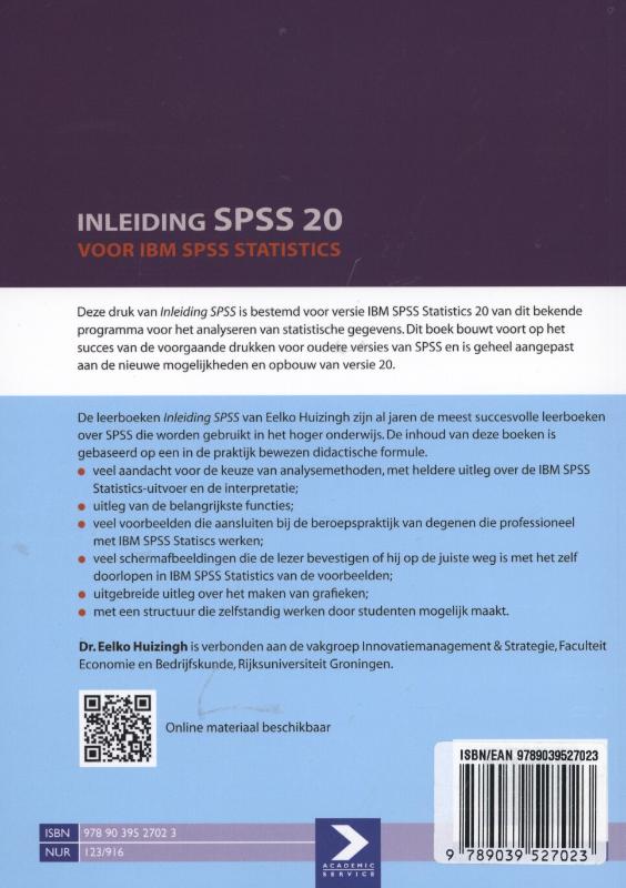 Achterkant van Inleiding SPSS 20