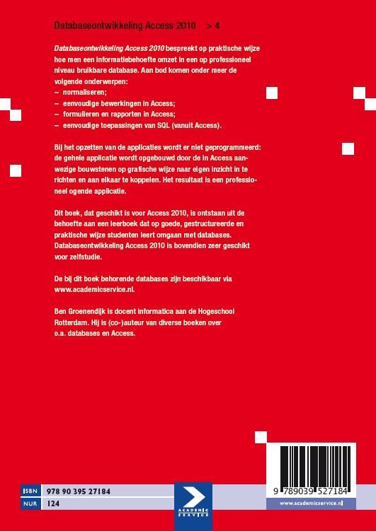 Achterkant van Databaseontwikkeling 4 Access 2010