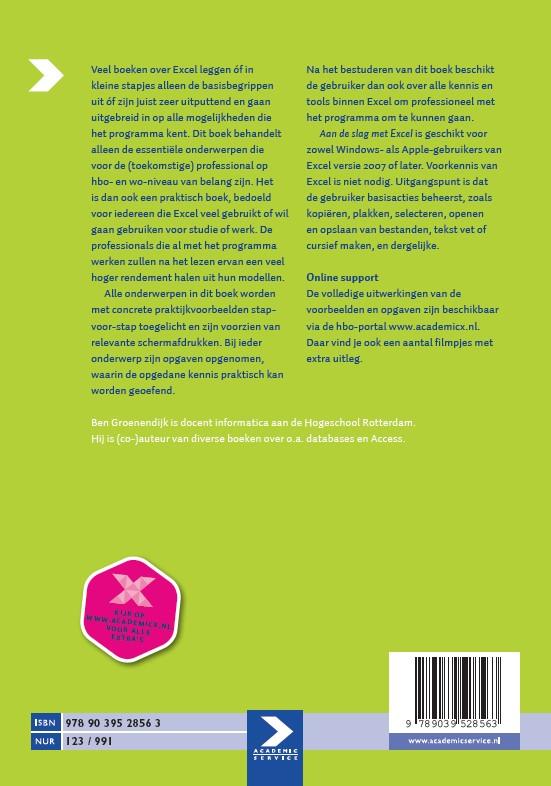 Achterkant van Aan de slag met Excel 2013