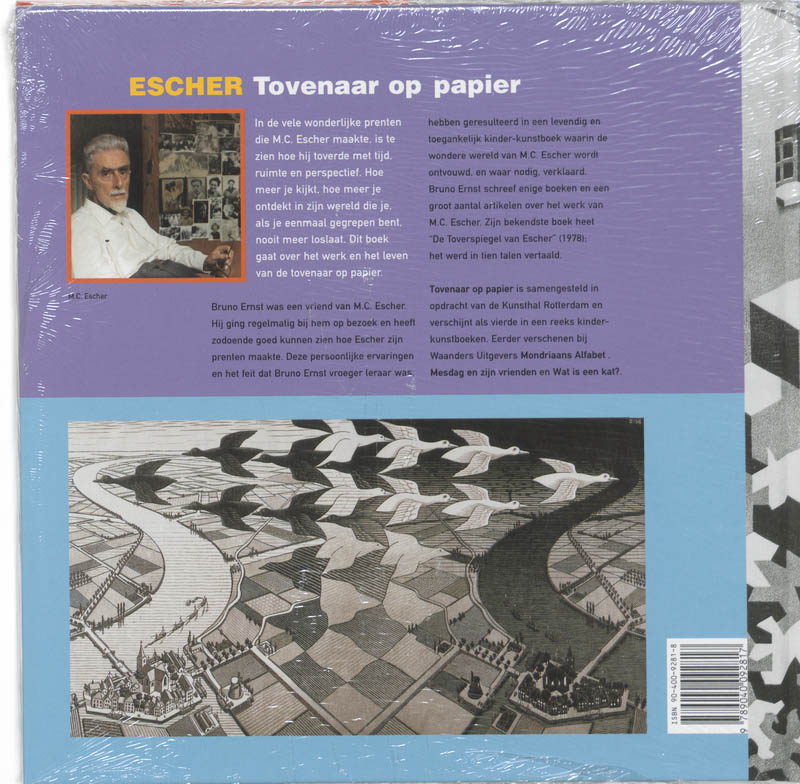 Achterkant van Escher tovenaar op papier