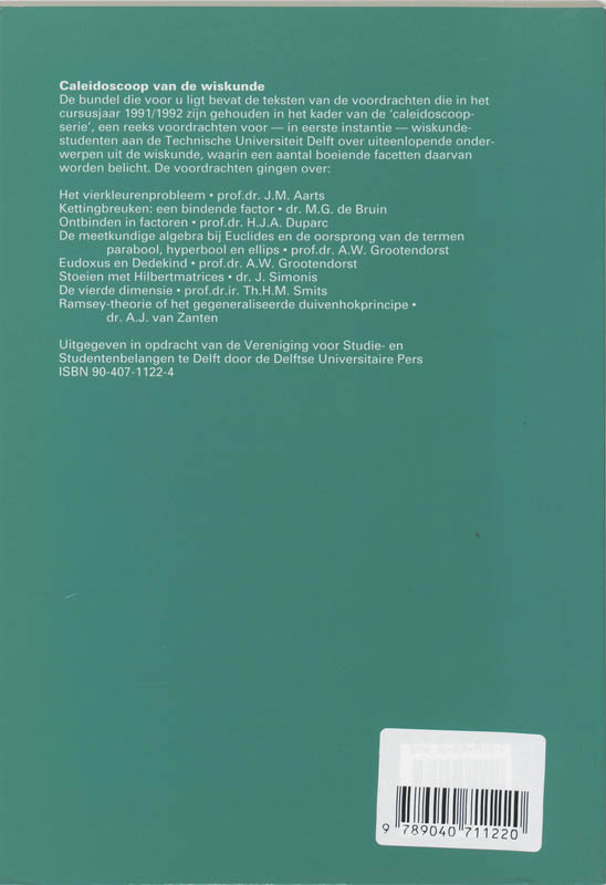 Achterkant van Caleidoscoop van de wiskunde