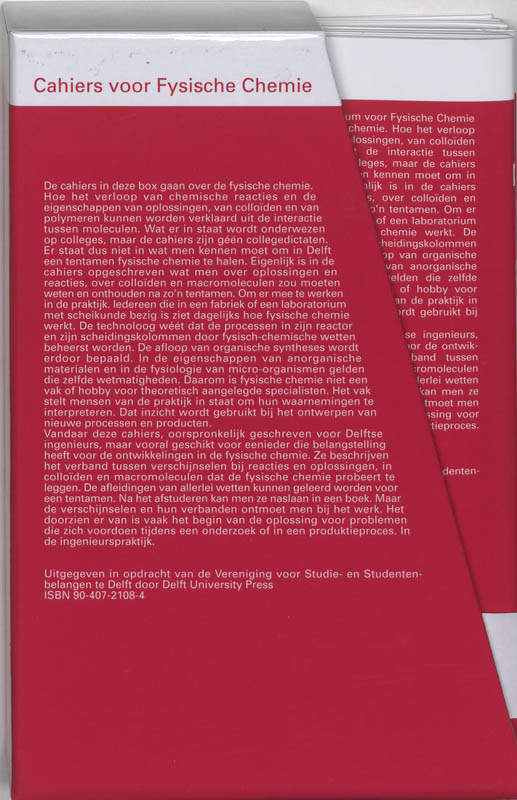 Achterkant van Cahiers voor fysische chemie