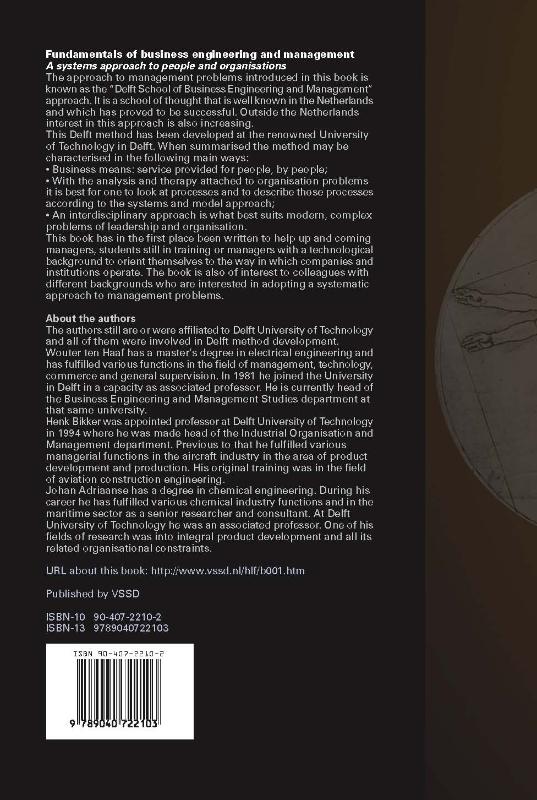 Achterkant van Fundamentals of business engineering and management