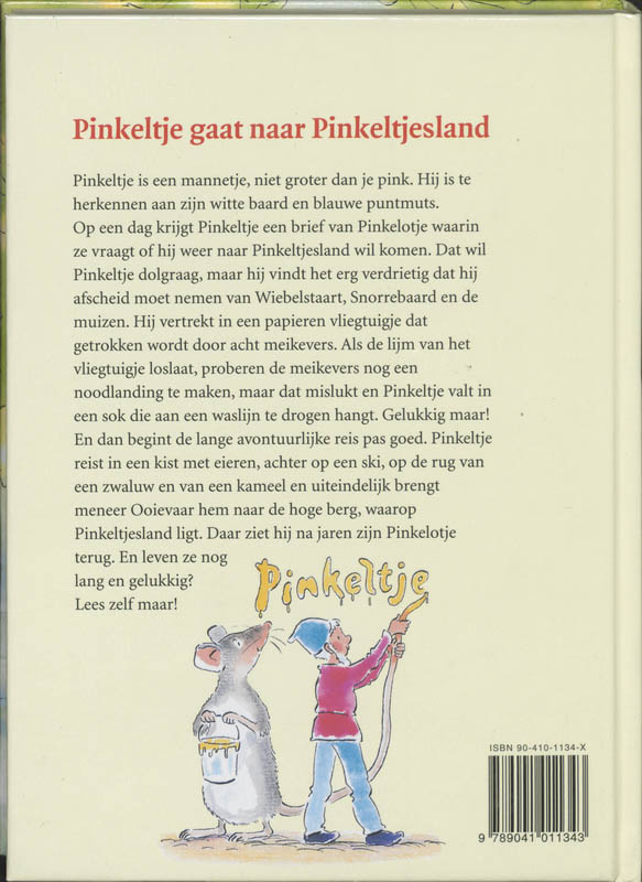 Achterkant van Pinkeltje gaat naar Pinkeltjesland