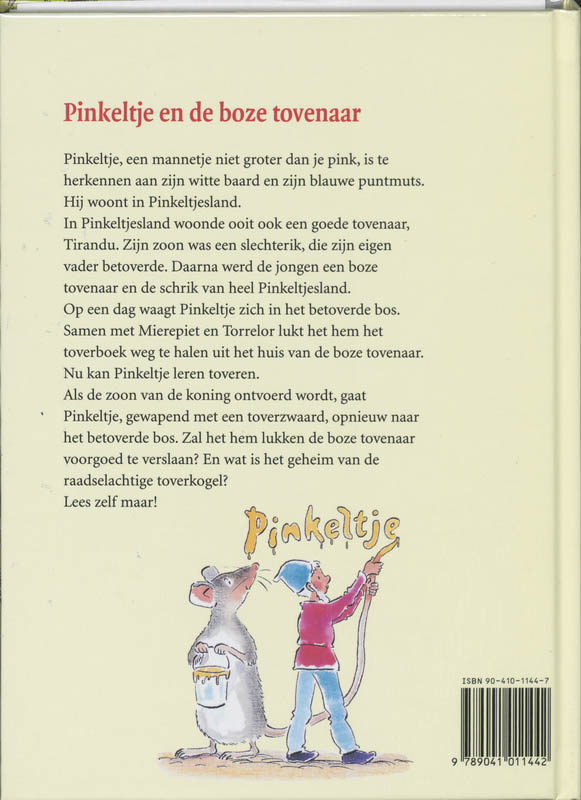 Achterkant van Pinkeltje en de boze tovenaar