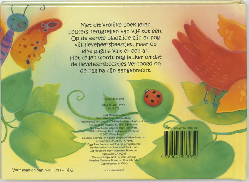 Achterkant van 5 Lieveheersbeestjes