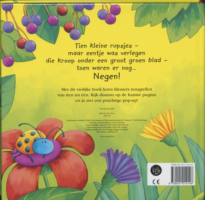 Achterkant van Tien kleine rupsjes