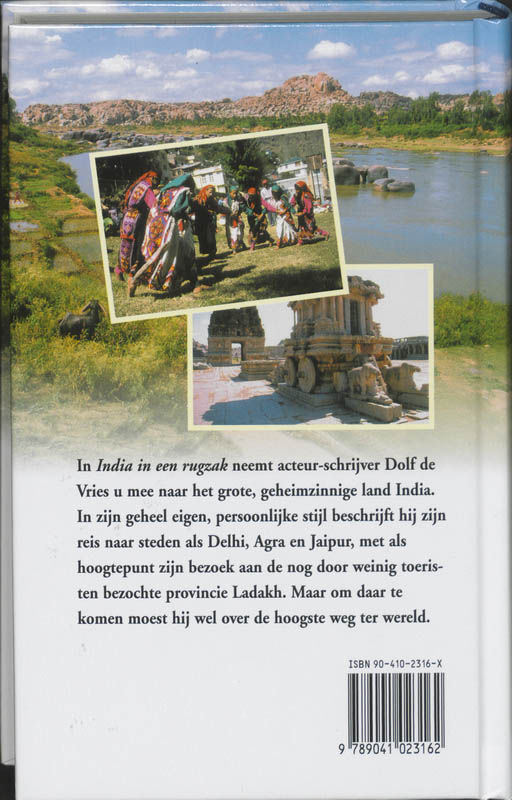Achterkant van India in een rugzak