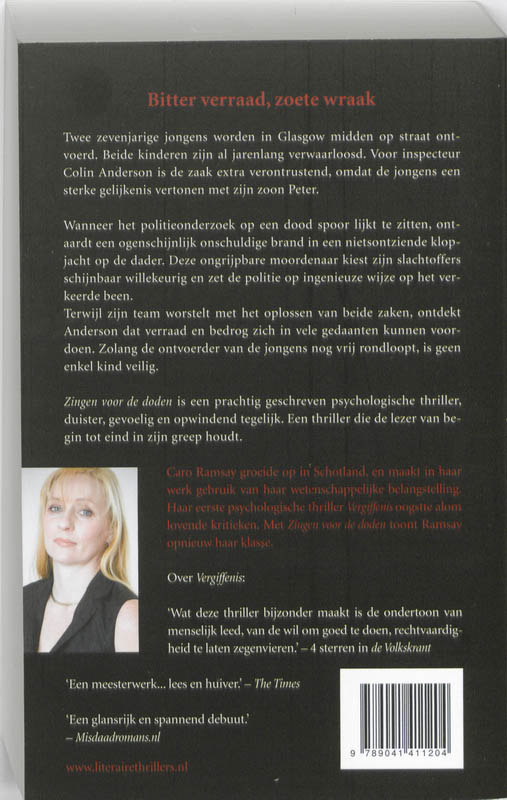 Achterkant van Zingen voor de doden