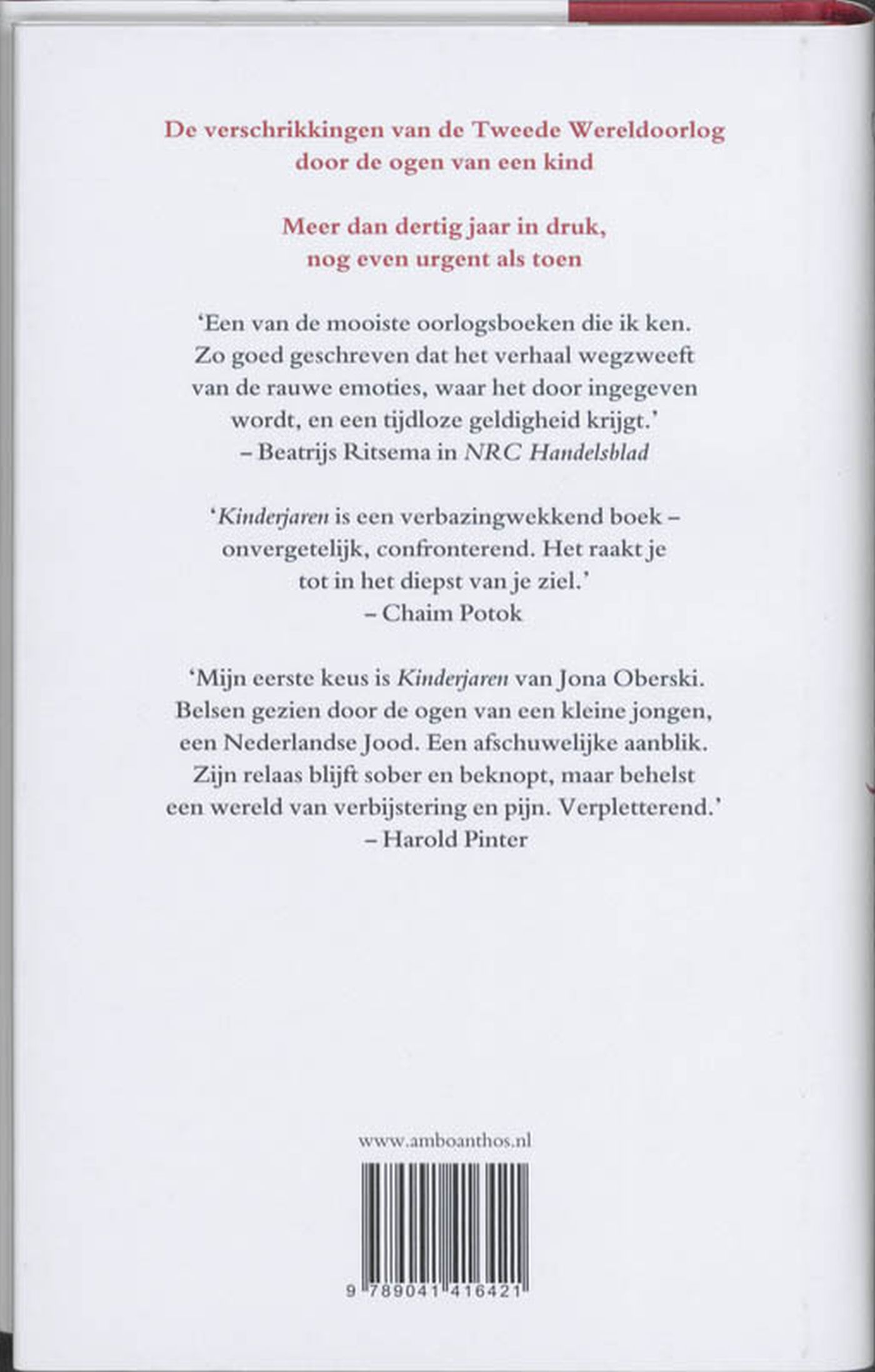 Achterkant van Kinderjaren