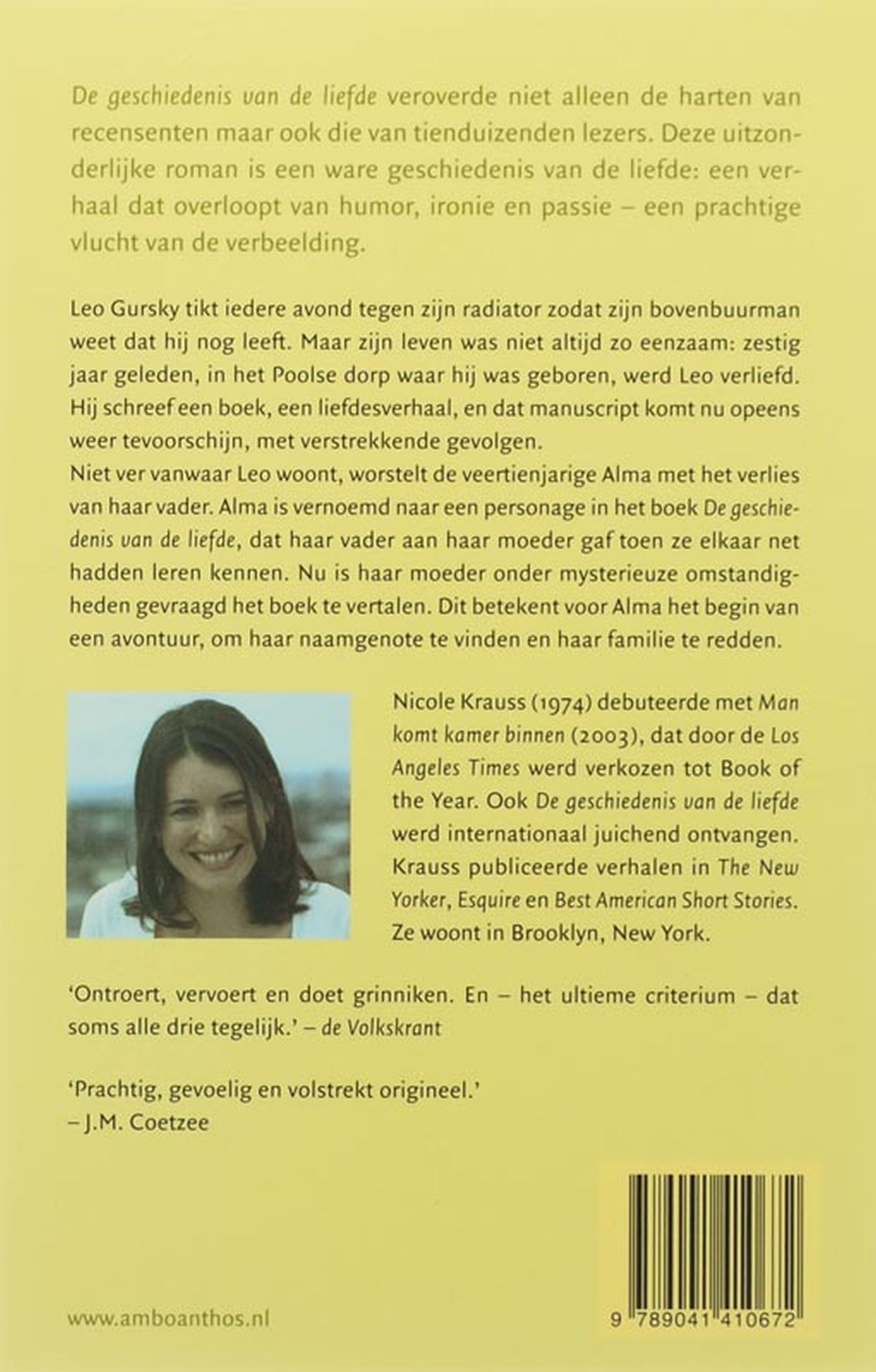 Achterkant van Geschiedenis van de liefde