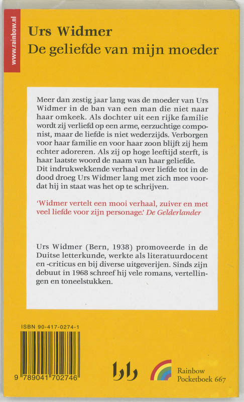 Achterkant van De geliefde van mijn moeder