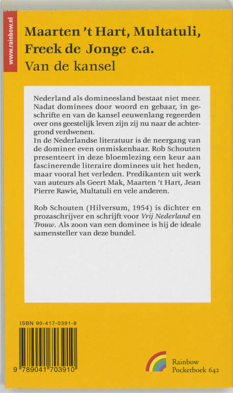 Achterkant van Vanaf de kansel